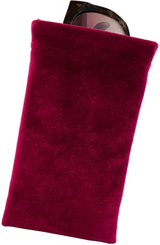 Women Soft Sunglasses Case Squeeze Top | Velvet Wine Large Eyeglass case - Soft Glasses Holder | Passport Holder | Earbud & Phone Charger Storage Case (CT8 Velvet Wine)