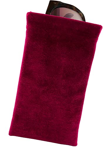 Women Soft Sunglasses Case Squeeze Top | Velvet Wine Large Eyeglass Case - Soft Glasses Holder | Passport Holder | Earbud & Phone Charger Storage Case (Ct8 Velvet Wine) #TOP1