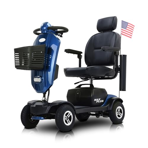 Mobility Scooters for Seniors & Adults 400 lbs Weight All Terrain?Foldable Heavy Duty 4 Wheel Mobile Power Scooter with Seat for Elderly,Compact Folding Motorized Electric Wheelchair,16 Miles (Blue)