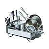 KitchenAid Large Capacity Full Size Rust Resistant Dish Rack with Angled Drain Board and Removable Flatware Caddy, Light Grey
