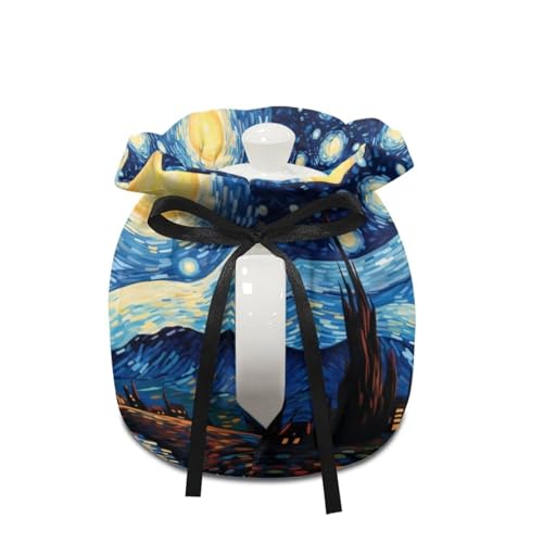 Image of Van Gogh Starry Night Teapot Cozy for Teapot Tea Pots Cozy for Keeping Warm Portable Easy to Clean Coffee Pot Cozy Polyester for Hotel Thicken Kettle Dust Cover for Kitchen