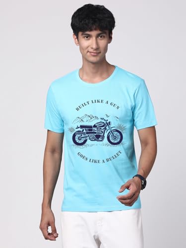 Image of ADRO Men's Royal Bike Design Printed 100% Cotton T-Shirt - Regular Fit, Printed T-Shirts for Men