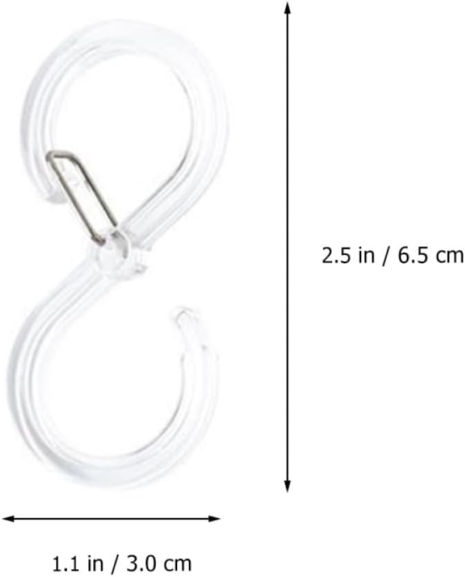 16pcs S-Shaped Locked Shower Curtain Hooks with Metal Locking Clips, White, Bathroom Curtain Hangers for Rods, Anti-Drop Design for Home and Bathroom Use