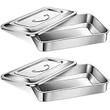 Fabbay Medical Surgical Trays 201 Stainless Steel Tray Dental Instruments Organizer Holder Sterilized Metal Box with Lid and Handle Grip for Medical Surgical Dental Instruments(12 Inch)