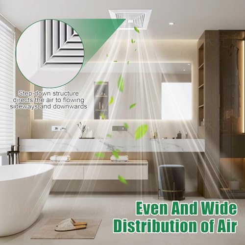 Cubierta blanca para extractor de baño (paquete de 4 unidades, 12 x 12 pulgadas), con resorte, montaje en techo o pared, rejilla, difusor de aire, campana de ventilación, accesorios de reemplazo miniatura 6
