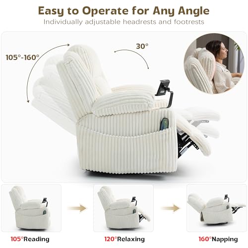 Sillón Power Oversized Giratorio Blanco crema miniatura 6