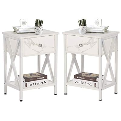 VECELO Modern Versatile Nightstands X-Design Side End Table Night Stand Storage Shelf with Bin Drawer for Living Room… 41G8hWyZZkL. SS400
