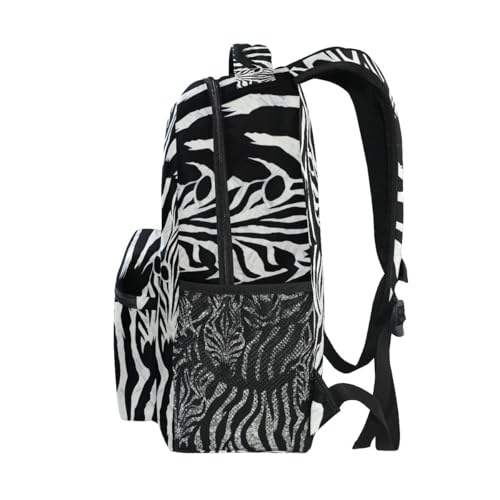 Kids Backpack, Lightweight Travel Back Pack, Ideal for Ages 6–14, Animals Black White Zebra4