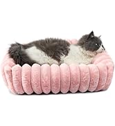 Pink Doggie Beds for Extra Small Dogs Washable,Rectangle Tiny Pet Bed With Sides for Puppy and Ki...