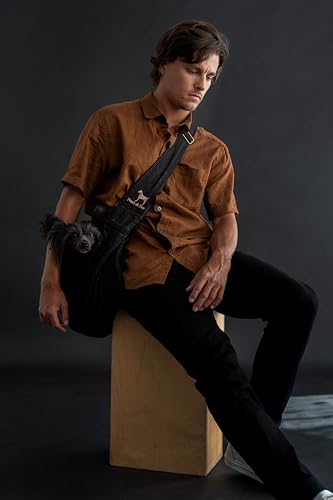 Noah & Paw Dog Sling Carrier for Small Dogs 5-18lb, Dog Sling for Small Dogs and Cats, Dog Carrier with Adjustable Padded Strap, Premium Denim, Lined with Fur, Double Safety Feature, Machine Washable - Image 4