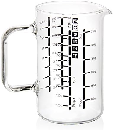 Wenco Szklany miarka/dzbanek pomiarowy, dwie skale i różne jednostki miary, 500 ml, szkło