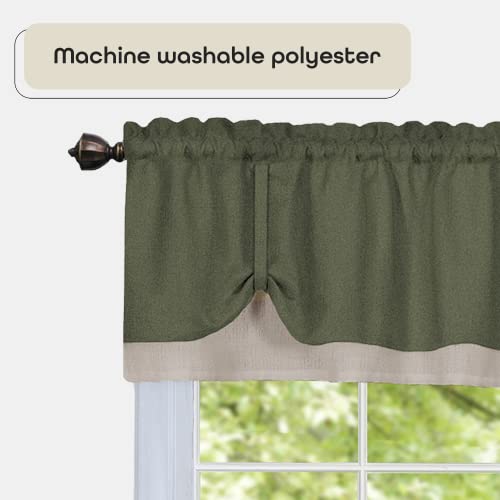 Achim Home Furnishings DRVL14GC12 Soft Window Darcy Curtain Valance, Green & Camel thumb #2