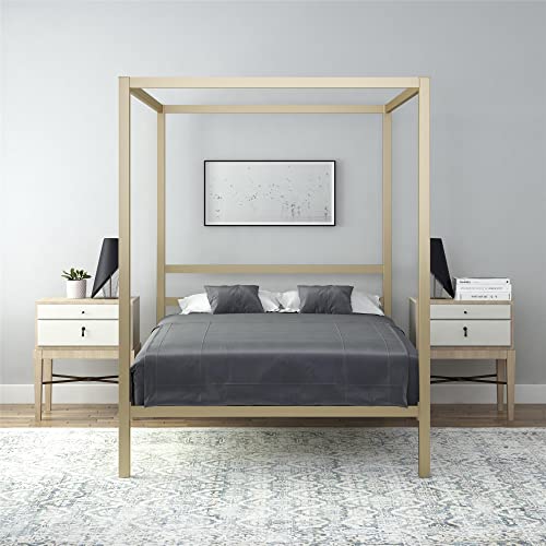 Buy DHP Modern Metal Canopy Platform Bed with Minimalist Headboard and Four Design, Underbed