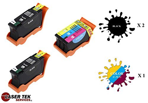 Laser Tek Services Compatible High Yield Ink Cartridge Replacement For Dell Series 21 22 23 24 Works With Dell P713W V715W Printers (Black, Color, 3 Pack) #TOP5