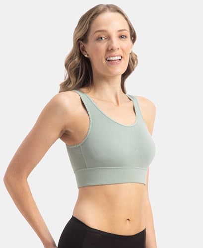 Image of Jockey JW12 Women Wirefree Padded Tencel Lyocell Elastane Stretch Full Coverage Lounge Bra with Stay Fresh Properties and Removable Pads