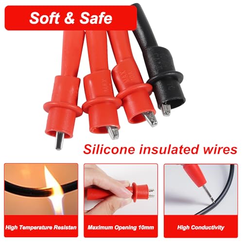 Image of Multimeter Leads CAT III 1000V 20A, Soft Silicone Digital Multimeter Probes Electrical Test Probe, Multimeter Test Leads with 4PCS 1000V 10A Crocodile Clips