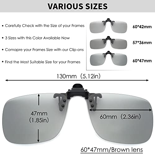 Jm Clip Occhiali Da Sole Polarizzata Con Lenti Flip Up Senza Montatura Per Occhiali Da Vista Fotocromatico Grigio - 3