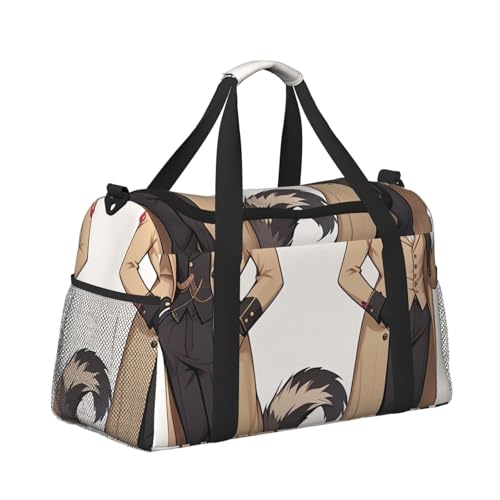 French Fashion Model Ferrets Print Travel Duffle Bag - Foldable Personal Item Travel Bag for Women & Men,13x10.2x19.73