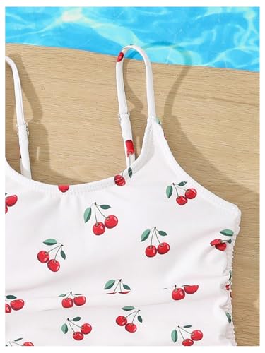 Image of Milumia Girl's Floral One Piece Swimsuit Bow Tie Side Spaghetti Strap Bathing Suit