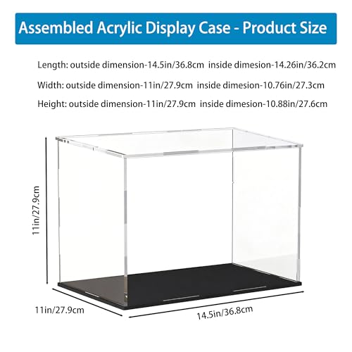 Image of Large Acrylic Display Case for Collectibles and Toys, Versatile Clear Acrylic Display Box with Black Base for Action Figures and Souvenirs, 14.5x11x11-inch