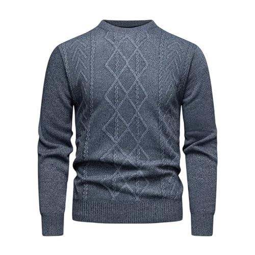 Men Round Neck Knitted Pullover Sweater Diamond Pattern Casual Versatile Fall Outfit2