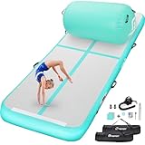 空気注入式 エア体操マット トレーニングマット 10フィート ローラー 40x23.6インチ 電動エアポンプ付き 家庭用 チアリーディング アウトドア トレーニング パーク ヨガ ウォーター ビーチ (グリーン)