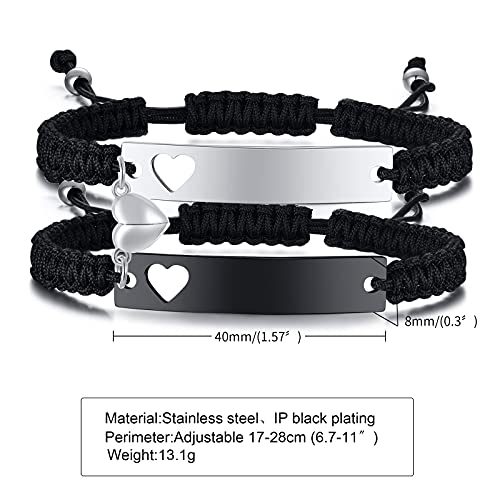 Mprainbow Personalized Braided Couples Bracelet：custom Name Promise Words Engraved Bracelets Attraction Relationship Bracelets For Him And Her #TOP1