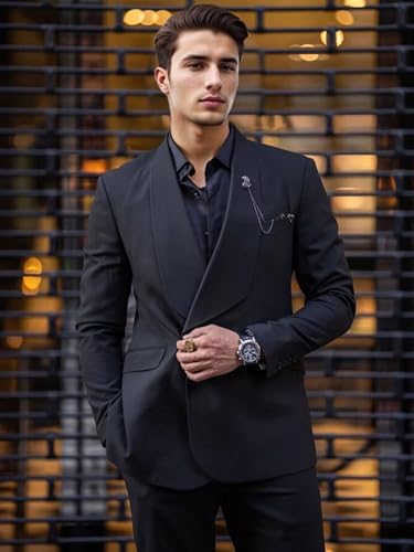 Mens Slim Fit 2 Piece Suits Formal Suit Set for Wedding One Button Prom Tuxedos for Men Grooms Business Casual Suit4