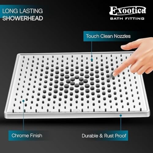 Image of Stainless Steel 304 Shower Head | 1Pc, 4 x 4In Size, Silver | Heavy Metal, Ultra Slim Square Luxury Bathroom Overhead Shower - Magic