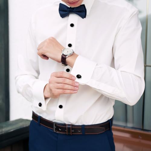 8 Pcs Tuxedo Buttons and Cufflinks Tuxedo Cufflinks and Studs Set Tuxedo Shirt Studs for Men Wedding Accessories Business Gift Tux Studs Classic Mens Cufflinks Shirts Cuff Links (Black & Silver)4