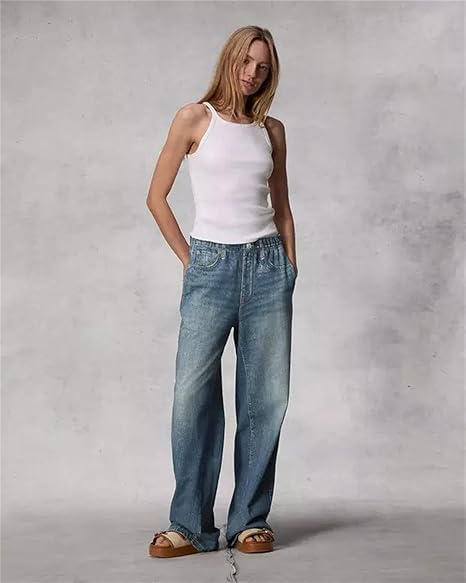 Akoilo Comfort Pants - Women's Baggy Straight Leg Jeans2