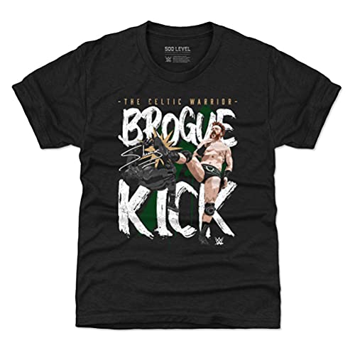 500 LEVEL Sheamus Youth Shirt (Kids Shirt, 8Y Medium, Tri Black) - Sheamus Brogue Kick WHT