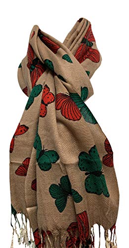 Large Fringed Luxurious Pashmina Butterfly Shawl Wrap Scarf3