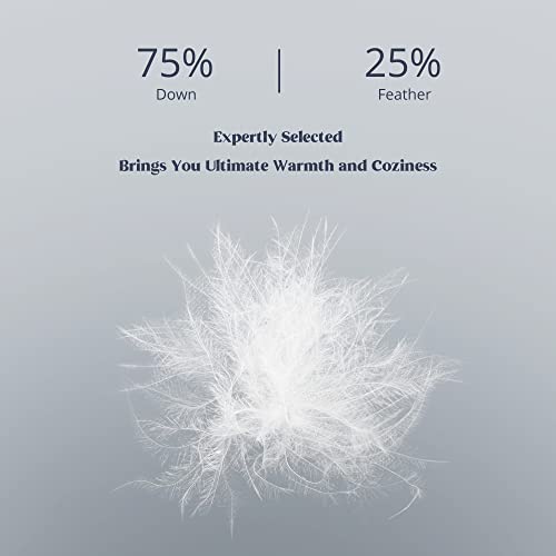 Puredown® Soft Lightweight Down Blanket With Satin Trim For Bed 100% Cotton, White, Full/Queen Size (90"X90") #TOP1