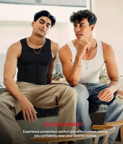 Nebility Shapewear Men Compression Shirt - Slimming Body Shaper Tummy Control Vest Workout Tank Top Undershirt4
