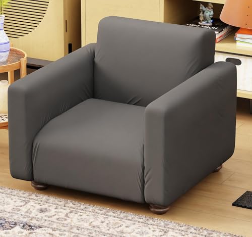 Image of Lukzer 1 Seater Plain Grey Design Universal Sofa Cover | 360 Fully Covered Anti-Slip Washable Couch Cover Protecter | 140 GSM Stretch Fit Polyester + Spandex Slipcover (90-140cm /SC-030-01)