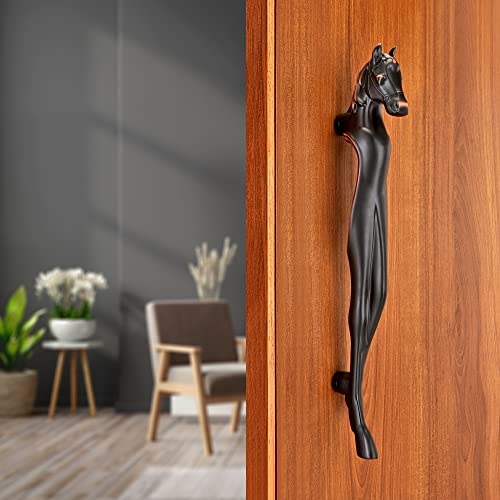 LAPO Aluminum 10 Inche Horse Shape Door Handle for Main Door, Main Door Wooden & Glass Door Handles for Stylish Furnitures, Easy to Grip, Black Finish,3 Years Warranty(Pack of 1)