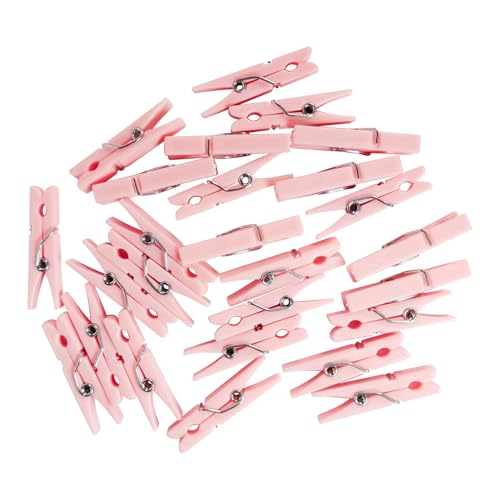 25 PCS Baby Shower Games, Clothes Pins, Plastic Mini Clothespins, Mini Clothes Pins, 1.33 Inch for Decorative Crafts Pegs, DIY Crafts, Clothing Hanging Closepins, Colored Clothes Pin (25, Pink)
