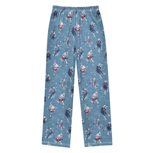 Hockey Players on Ice Pajama Pants Soft Lounge Sleepwear PJ Bottoms with Elastic Waist Ages 6-14 Years2