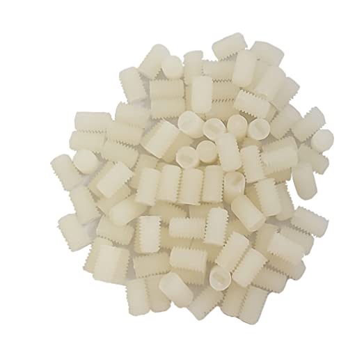 M5 x 8 mm Schlitzschrauben, Kunststoff-Madenschrauben, weißes Nylon, metrisch, 100 Stück Cover