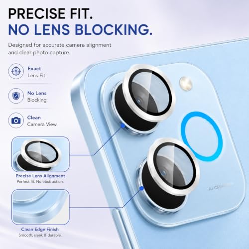 Image of FIRST MART Silver Camera Ring Guard Protector for Realme P4 Lite | Tempered Glass with Metal Alloy Rings, HD Clear, Scratch Resistant, Case-Friendly | Pack of 1