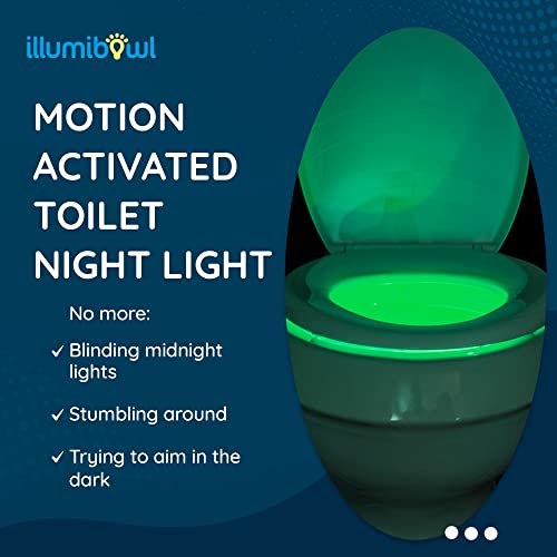 Image of IllumiBowl Toilet Night Light, As Seen On Shark Tank, Multi-Color, Universal Fit, Battery Powered Motion Sensor Night Light, Bathroom Gadgets, Potty Training LED Toilet Light, Pack of 3