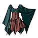 YEBIRAL Damen Mittelalter Kleid mit Trompetenärmel Gothic Retro Kleid Renaissance Cosplay Kostüm Gebunden Taille Übergröße Kleid Karneval Party Halloween Kostüm