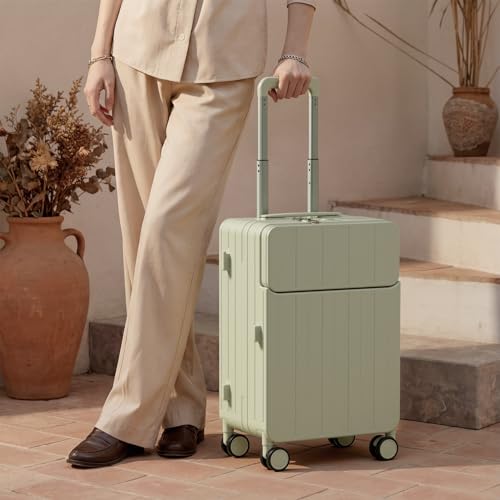 Image of Top Opening PC Hard Shell Suitcase, 20-inch International Carry On Luggage with Front Pocket, TSA Lock, 360 Spinner Wheels, Lightweight - Ideal for Business (Mint Green, Carry-On 20-Inch)