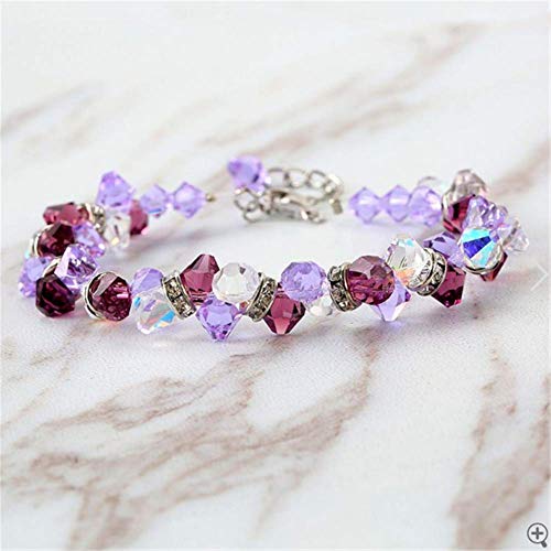 Jeulia Women Gemstone Tennis Bracelet Girls Oval Cut Amethyst Bracelet With Sterling Silver Blue Sapphire Strand Bracelet With Adjustable Link Chain Birthday Festival Valentine Gift #TOP3