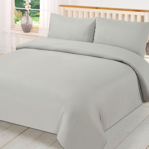 Brentfords Juego de ropa de cama con funda de edredón y fundas de almohada, color gris, para cama doble