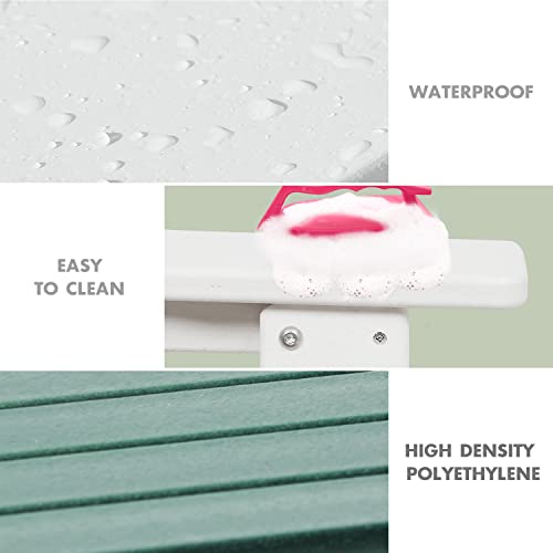 Aoodor Folding Adirondack Chair Patio Chair Outdoor Weather Resistant Painted For Fire Pit &Garden 31.5'' (L) X 28.74'' (W) X 37'' (H) - Green And White #TOP7