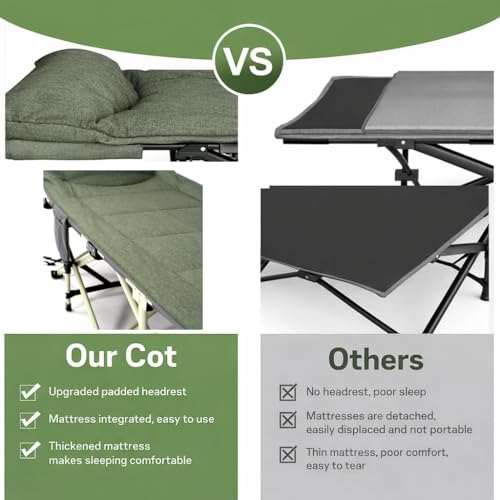 Image of Hukimoyo Folding Bed Single for Sleeping 6 Ft Portable Foldable Outdoor Camping Cot for Adults Heavy Duty Sleeping Bed for Travelling Camping Cots with Side Pocket & Carry Bag (Upto 150KG)