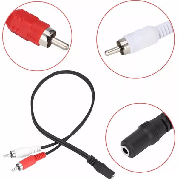 Generico Adattatore Stereo Jack Femmina Audio Cavo 2 RCA Maschio 30cm 3.5 mm Aux per TV, Stereo, Casse