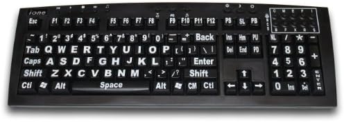 Large Print Keyboard - White Big Jumbo Letters, Legends or Characters USB Wired Black English Keyboard - Model Scorpius-K1